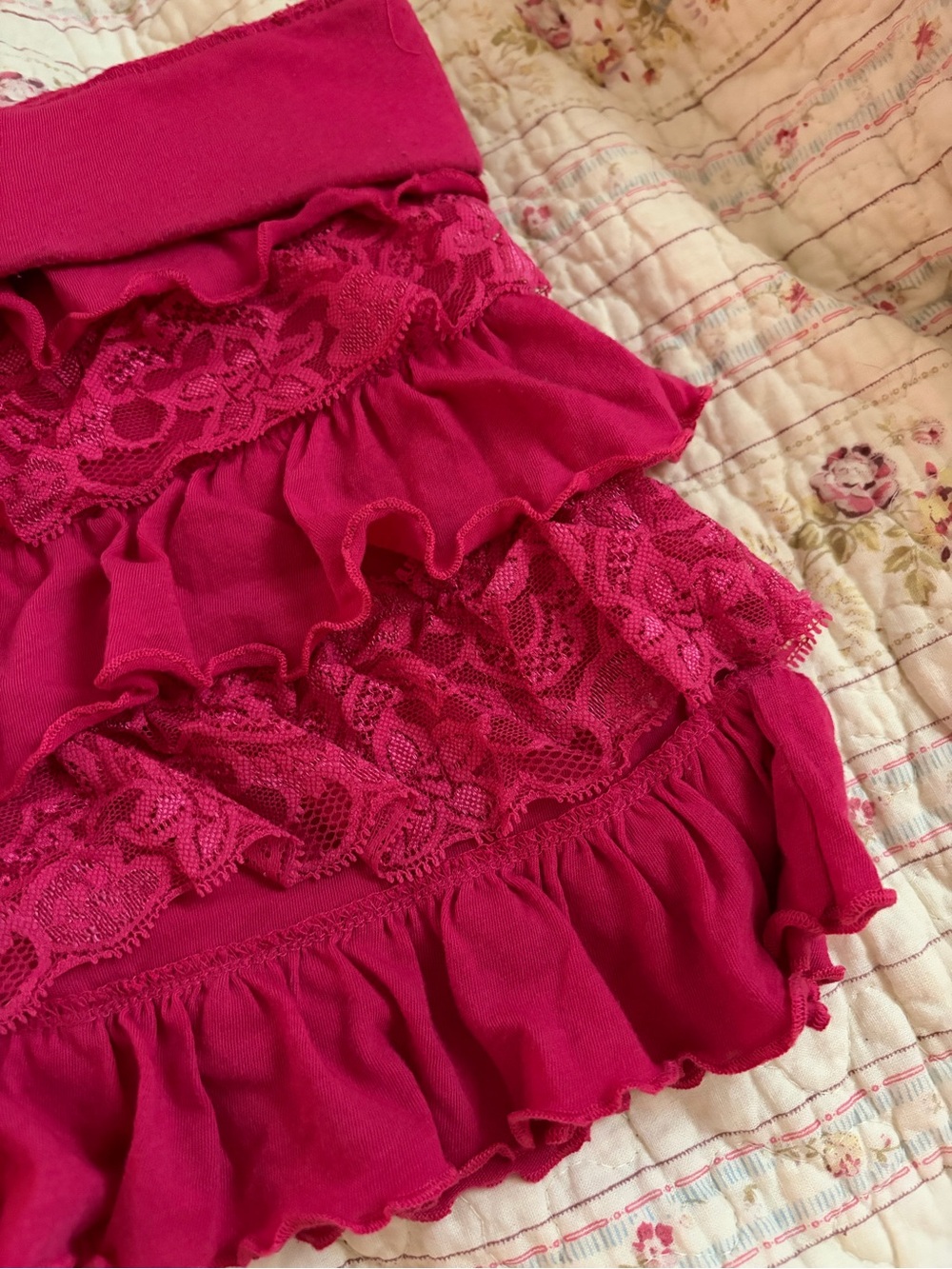 Color Story Fuchsia Ruffle Lace Mini Skirt - Picture 2 of 3